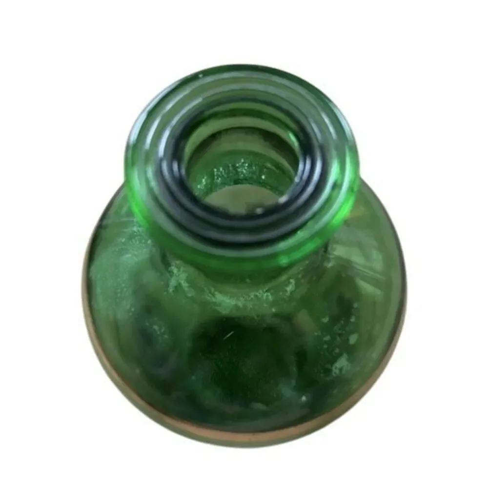 Vintage MCM Emerald Green Decanter With Gold Trim & Playing Card Suits Italy